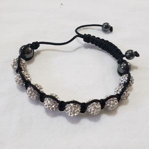 🎁 Silver White Rhinestone Ball String Bracelet